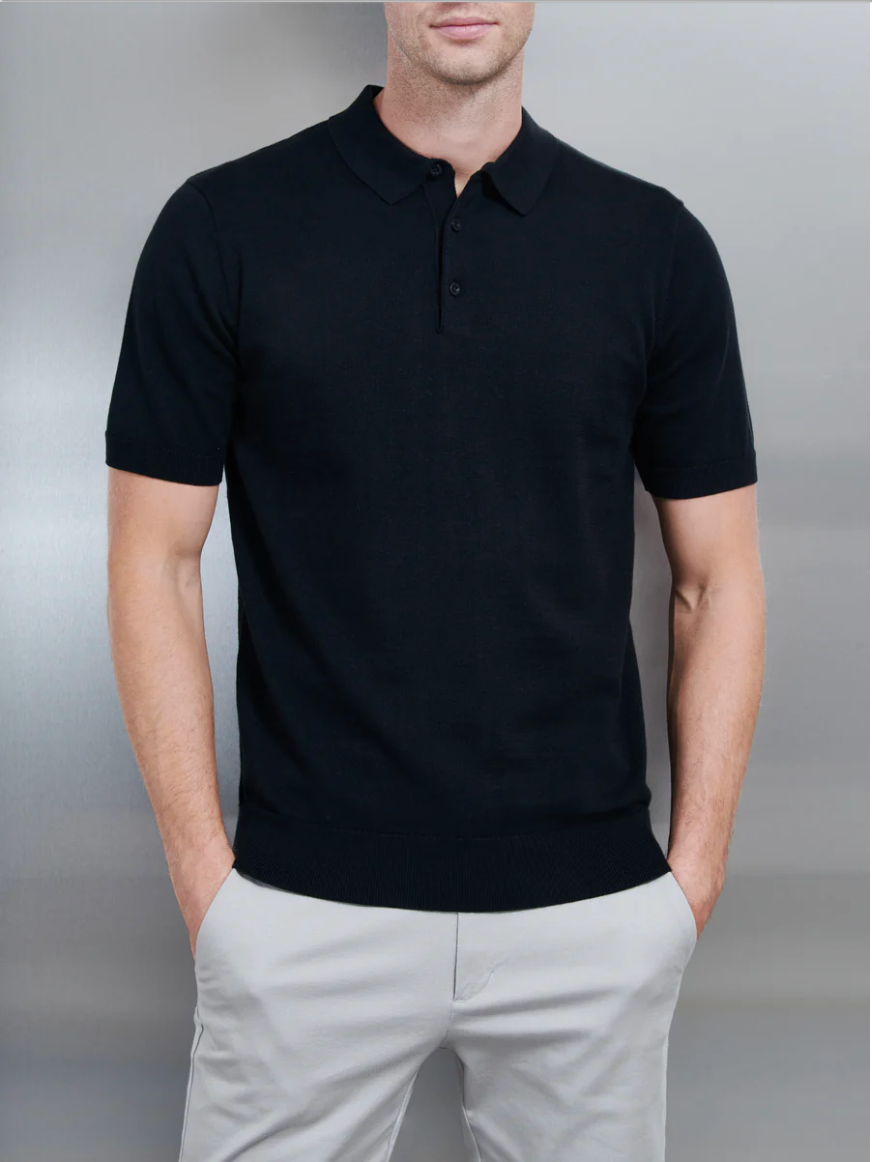 Cotton Knitted Button Polo Shirt