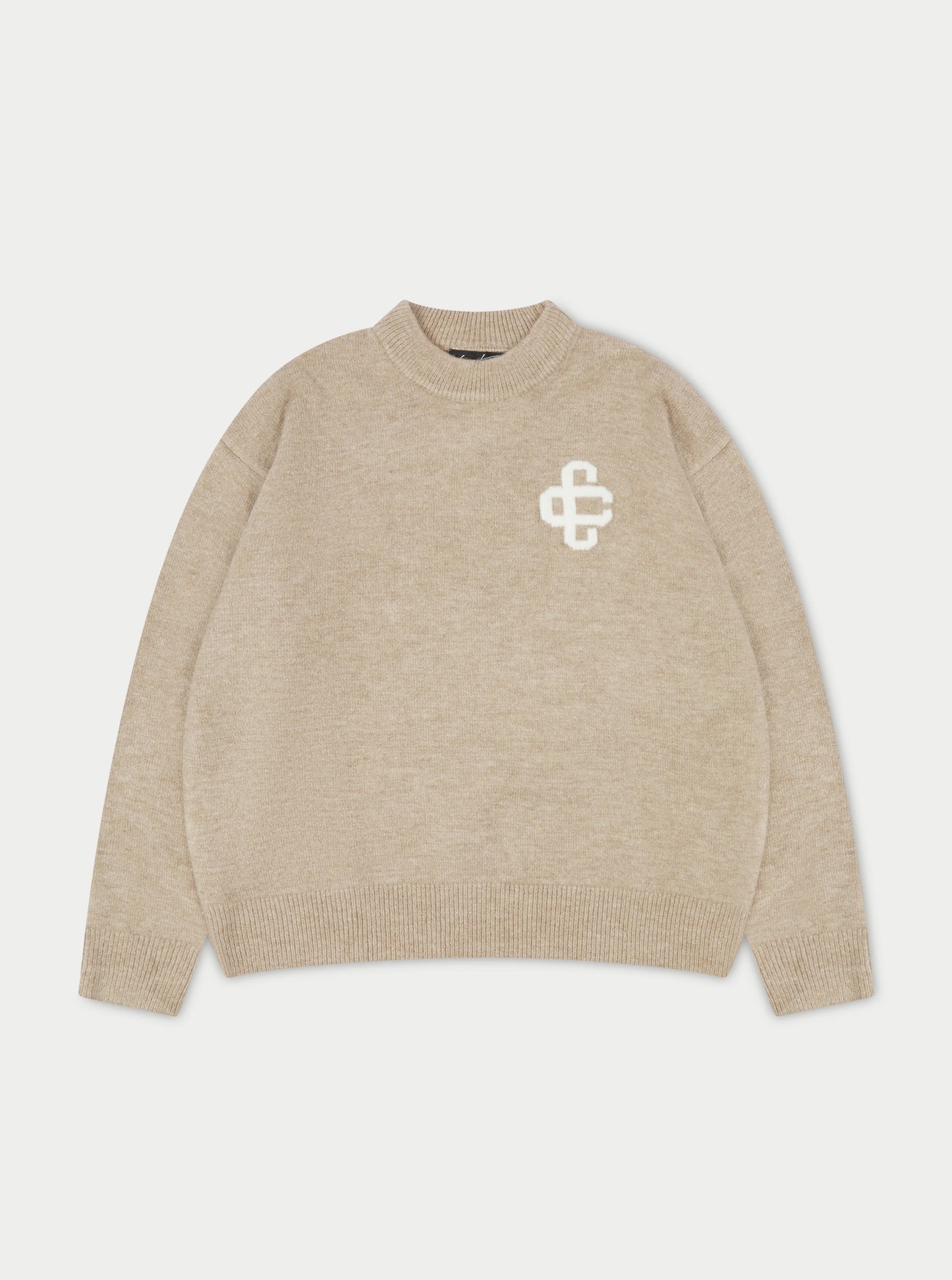 FLUFFY KNIT EMBLEM CREW