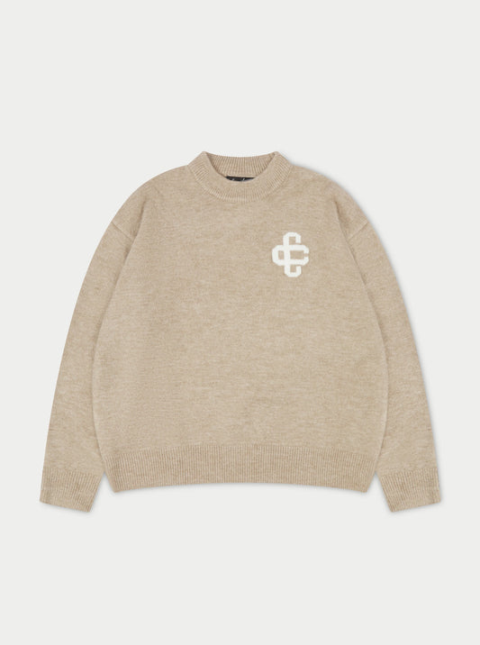 FLUFFY KNIT EMBLEM CREW