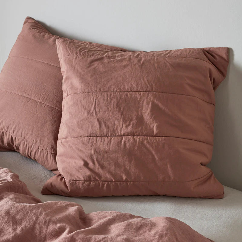 Quilted Cotton Square Pillowcase Pair