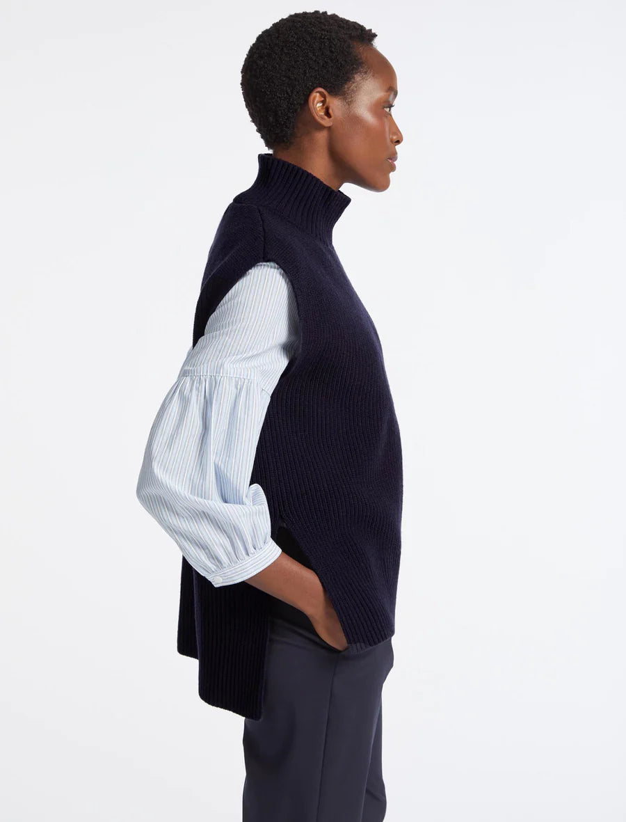 Janice Wool Funnel Neck Sleeveless Jumper