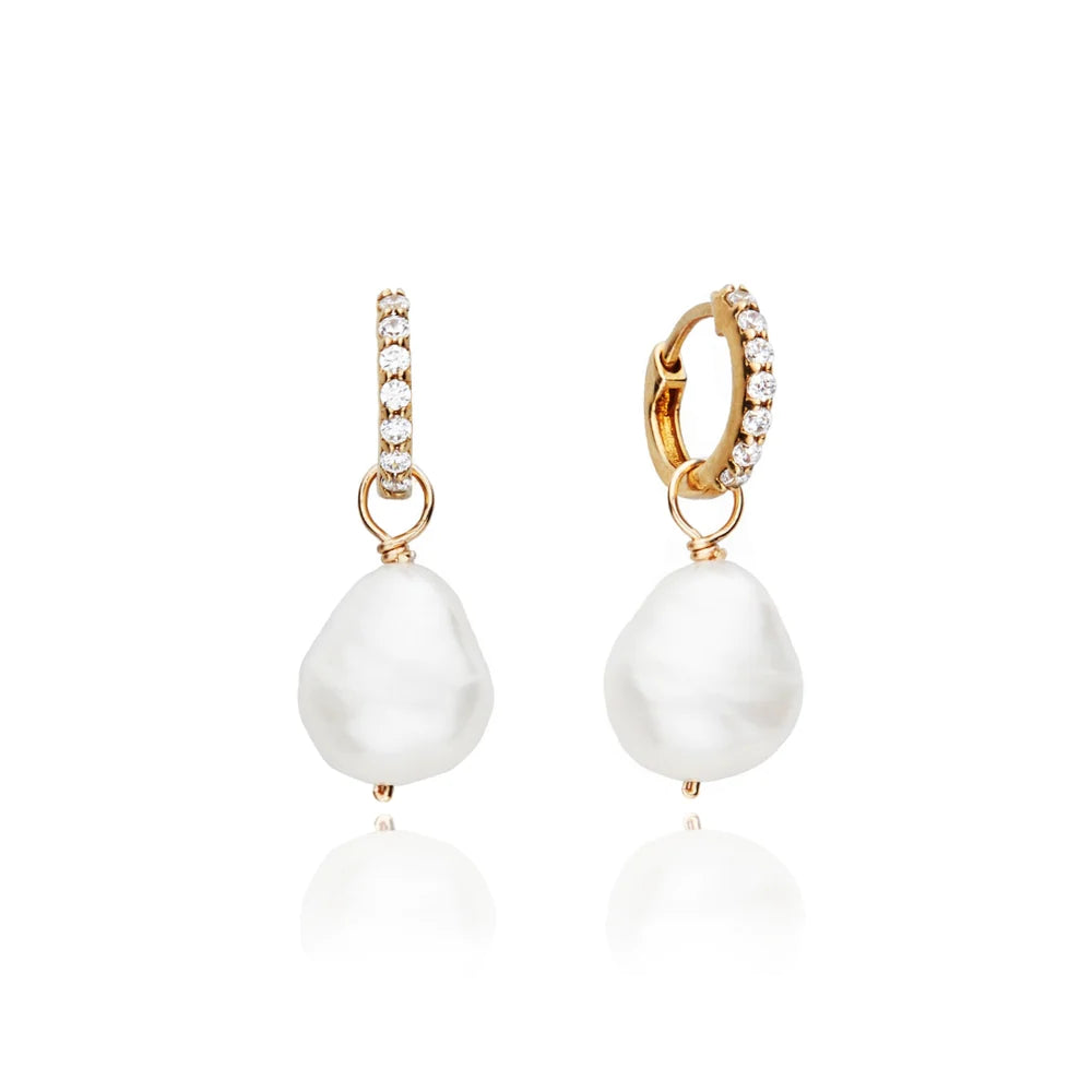 Huggie Pearl Drop Earrings