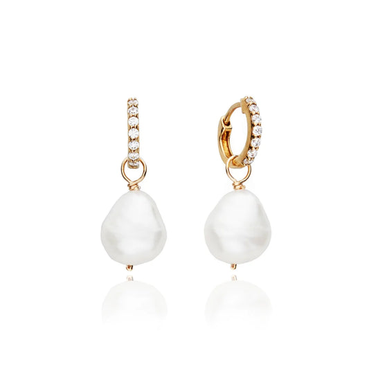Huggie Pearl Drop Earrings