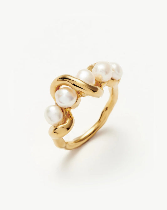 MOLTEN PEARL TWISTED STACKING RING