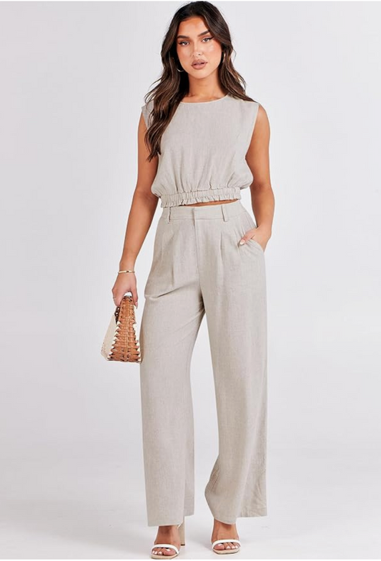 Women's Summer Linen Matching Set