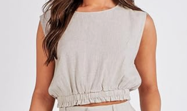Women's Summer Linen Crop Tank Top