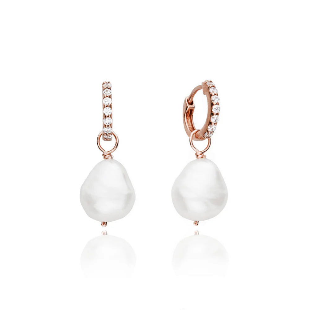 Huggie Pearl Drop Earrings