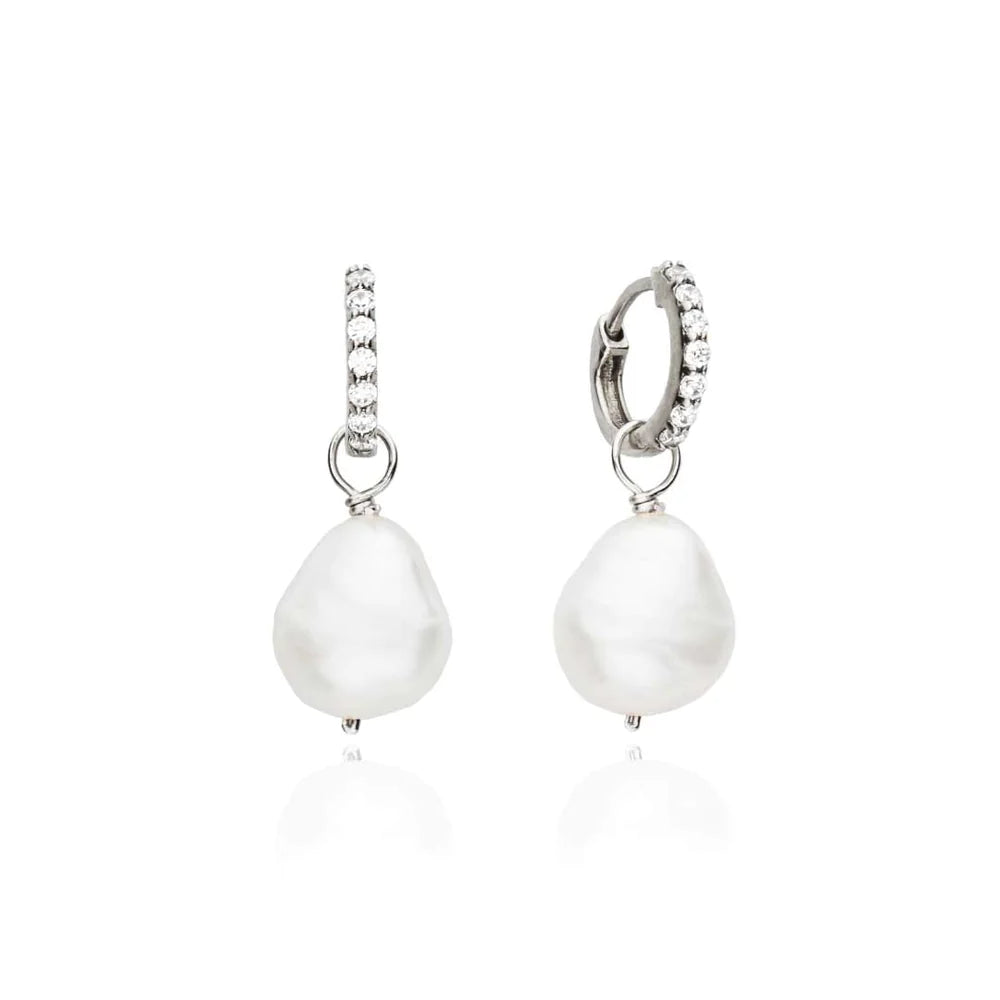 Huggie Pearl Drop Earrings