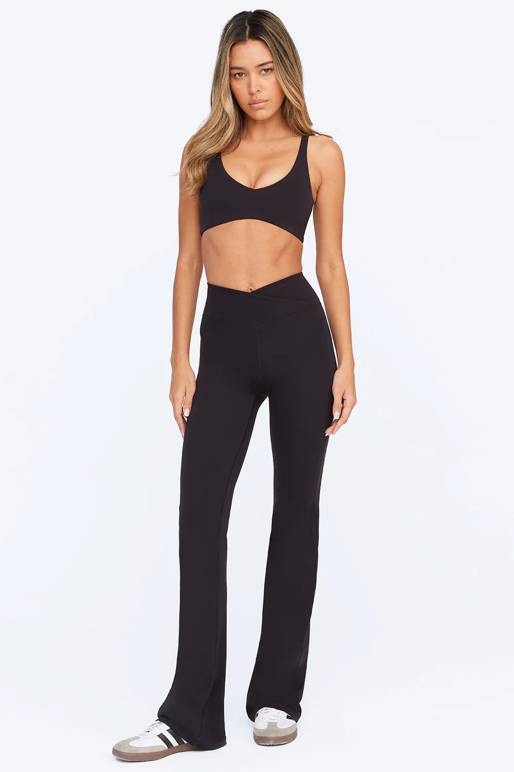 DayFlex Wrap High Waisted Flared Yoga Pant - Shadow Black