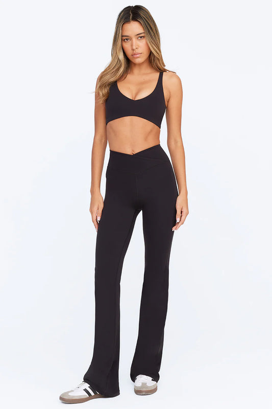 DayFlex Wrap High Waisted Flared Yoga Pant - Shadow Black