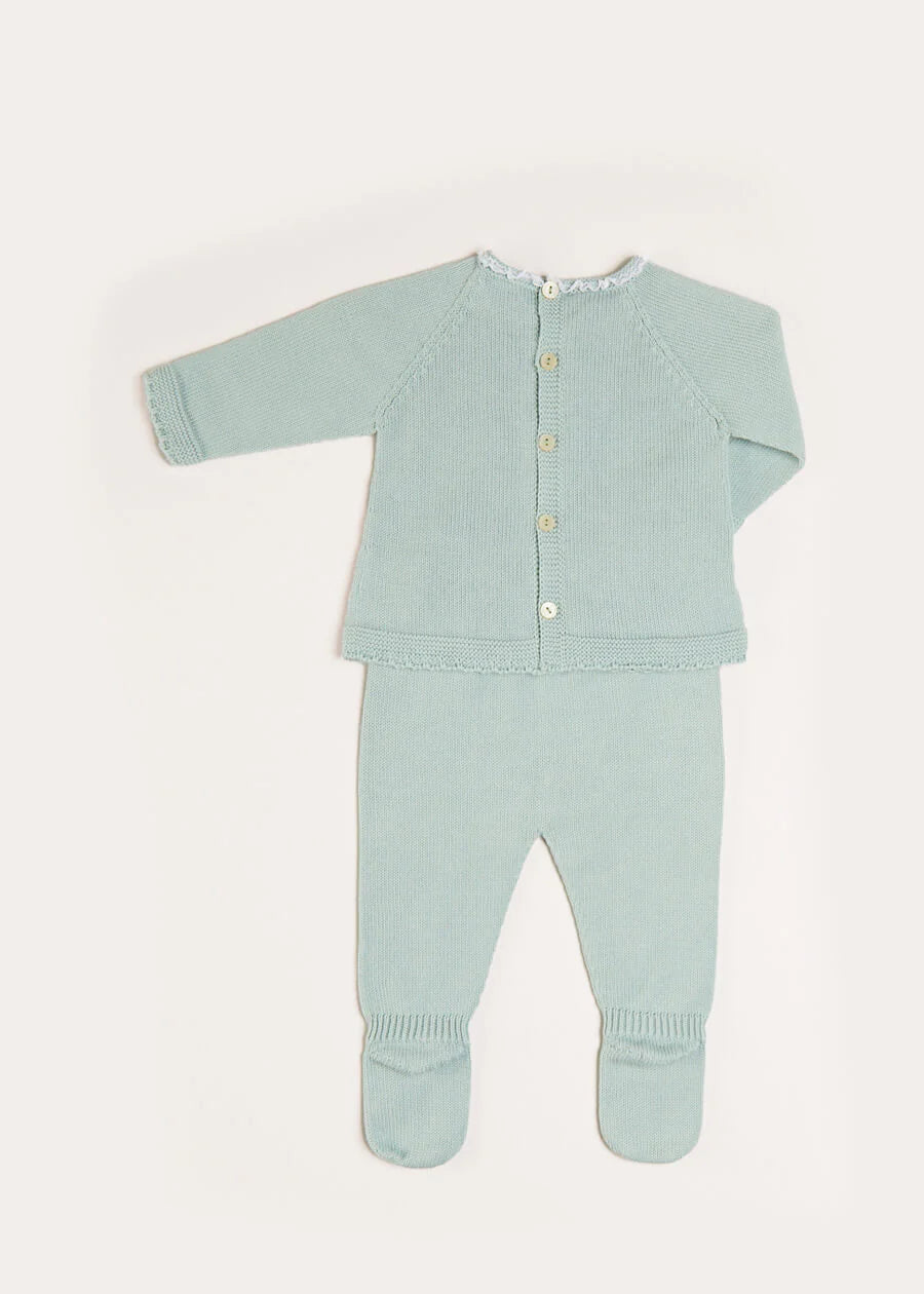 Lace Trim Ruffle Collar Knitted Set (1-6 months)